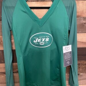 Jets Women's Green V-Neck Jersey Top